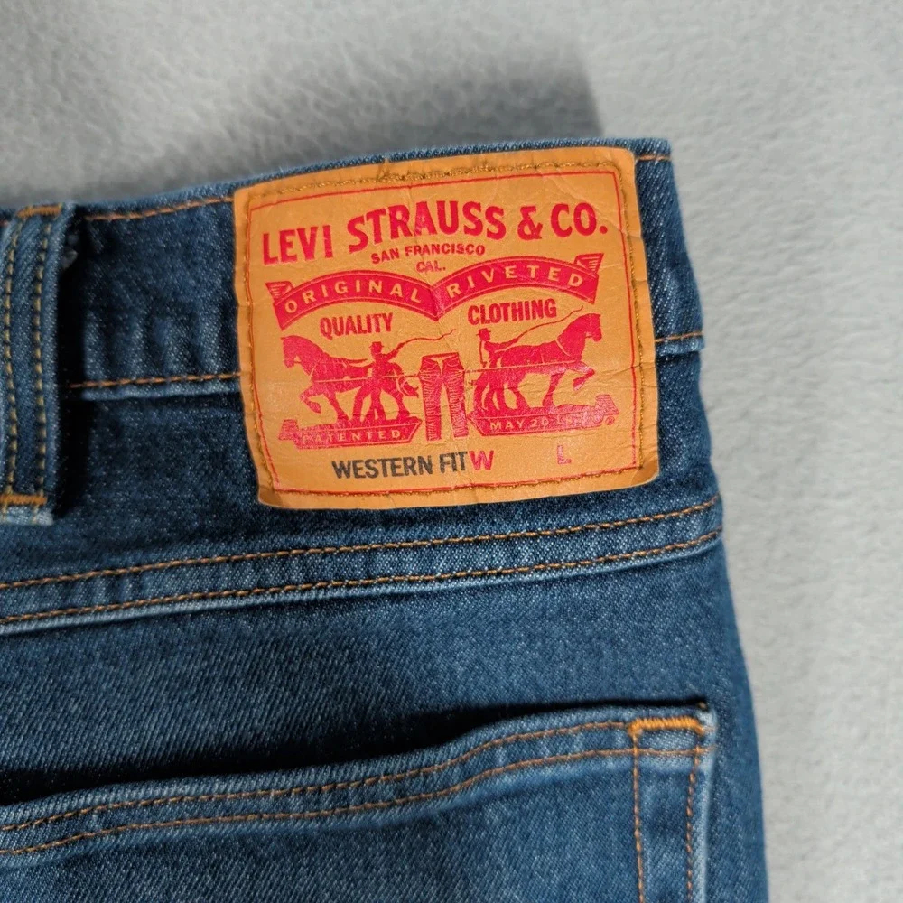 Levi's Jeans Men 50x32 Blue Western Fit Straight Leg Denim Pants Workwear Casual